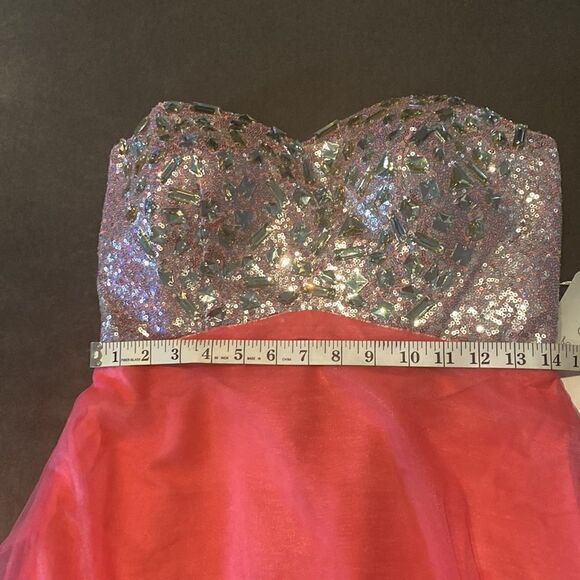 Women’s Pink Full Length Sparkly Tulle & Sequined Prom Party Dress Size S NWT - Picture 10 of 11